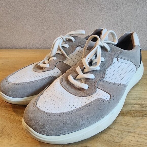 Ecco Shoes Mens Size 12 Gray White Suede Leather Comfort Lace Up Casual Sneakers main image 11